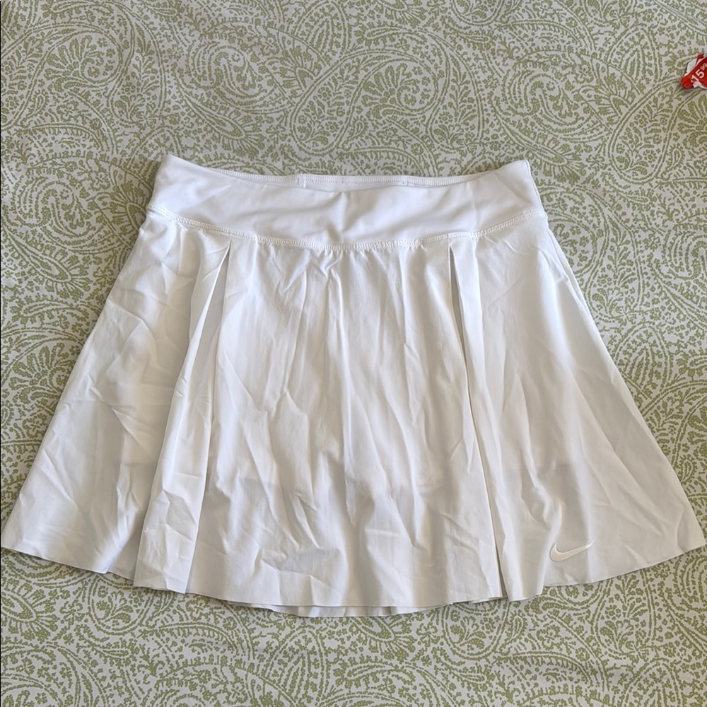Nike White Mini Skater Skirt with Pleats